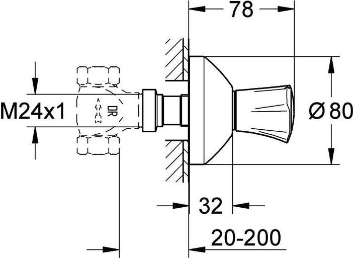 Actual product image Grohe UP valve top unit COSTA Mark red EBT 20-200mm chr (1 x)