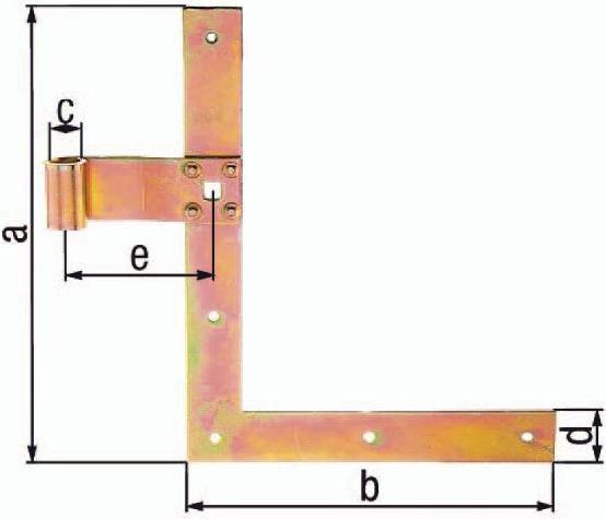 Actual product image Alberts Shutter angle hinge type 25 top, 250 x 200 x 13 mm, Galv. yellow galvanised