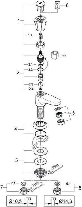 Actual product image Grohe Pillar tap Costa 20404001 chrome without pop-up waste