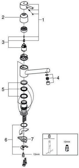 Actual product image Grohe Kitchen Faucet with Single Lever Mixer Concetto glossy chrome 32659001
