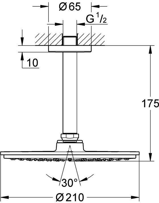 Image du produit Grohe Set de douche de tête Rainshower Cosmopolitan 210 26063000 21 cm incl. raccordement au (9 l/min)