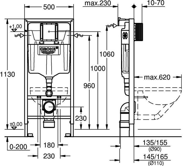 Produktbild Grohe Rapid SL stand for hanging bowl (38536001)