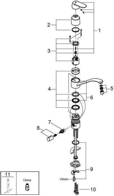 Produktbild Grohe Küchenarmatur mit Gerteanschluss GROHE Eurosmart Cosmopolitan chrom glänzend 31161000