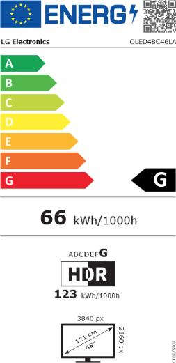 Label énergétique LG OLED48C46LA evo 48 pouces Smart TV UHD 4K (2024) (48", C4, OLED, 4K, 2024)
