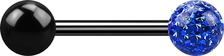 Star Piercing Barbell schwarz mit Kugel und Kristallkugel dunkelblau Epoxy Schutzschicht (ohne Messing, Titan G23)