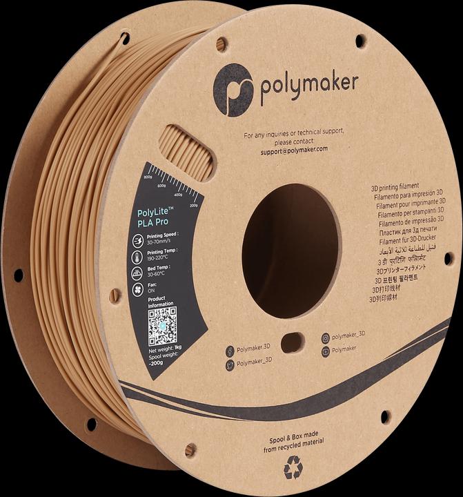 Actual product image Polymaker PolyLite PLA PRO Army Beige 1.75mm 1kg (PLA-R, 1.75 mm, 1000 g, Beige)