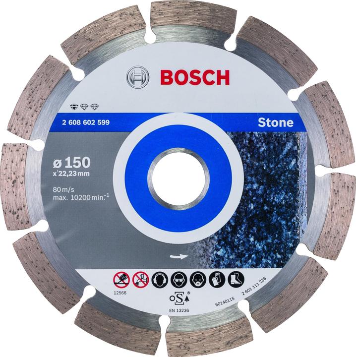 Bosch Professional Zubehör Diamanttrennscheibe Standard for Stone, 150 x 22,23 x 2 x 10 mm