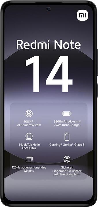 Image du produit Xiaomi Redmi Note 14 (256 Go, Midnight Black, 6.67", Double SIM, 108 Mpx, 4G)
