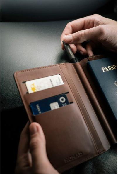 Actual product image Nomad Leather Passport Wallet Pen Edition Rustic Brown