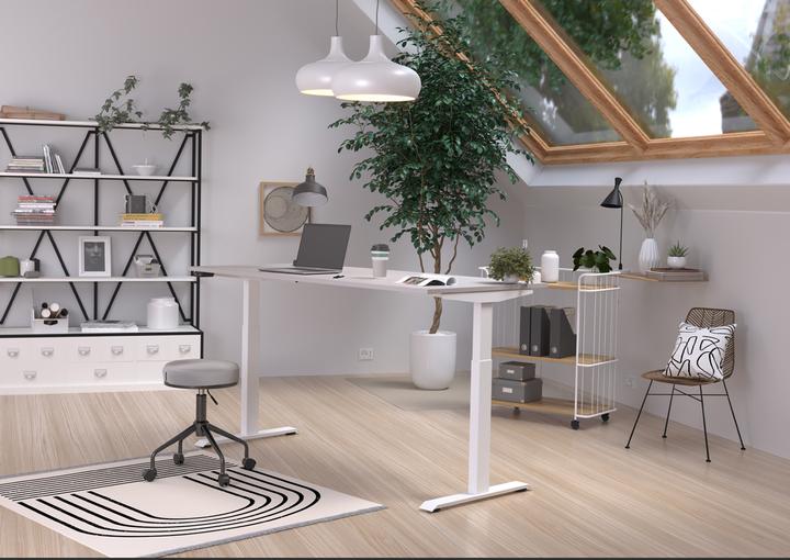 Produktbild Germania JET höhenverstellbarer Schreibtisch kaschmir rechteckig, T-Fuss-Gestell weiss 180,0 x 80,0 cm (180 x 72 cm)