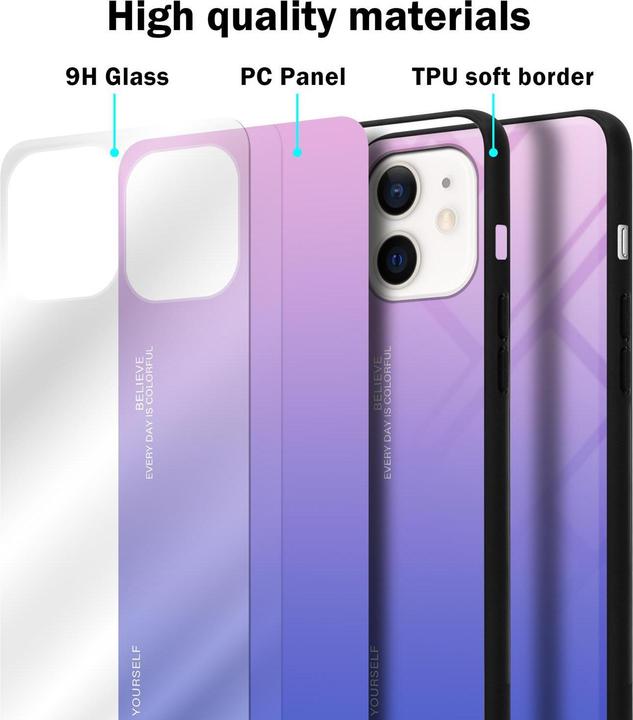 Produktbild Cadorabo TPU 2 Farben Glas Cover (Apple iPhone 12 mini)