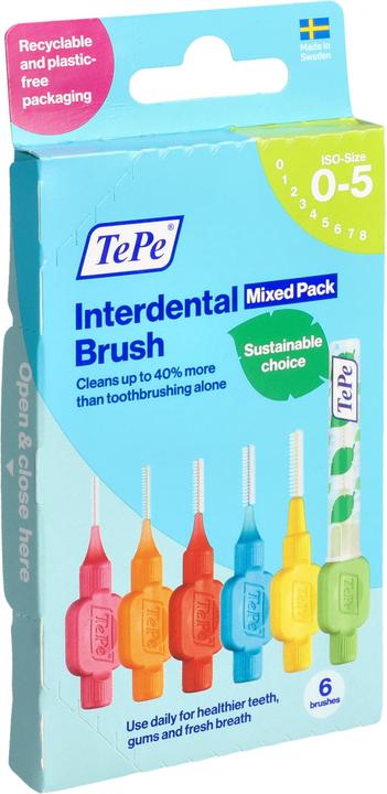 TePe Interdental Brushes Mixed Pink To Green - Ideal For Dental Hygiene (6 x, 0.80 mm)