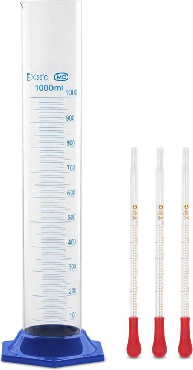 Nutritional values and ingredients Steinberg Laboratory Glassware – measuring cylinder + 3 glass pipettes – 4-piece set