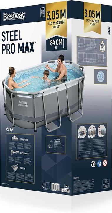 Actual product image Bestway Steel Pro MAX Above Ground Pool Set 3.05 m x 2.00 m x 84 cm (305 x 200 x 84 cm)