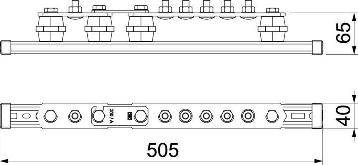 Produktbild OBO Bettermann OBO 1802 DC 5+1 CU Potentialausgleichsschiene BigBar/5+1 AnschlÃ¼sse CU 5+1 x M10