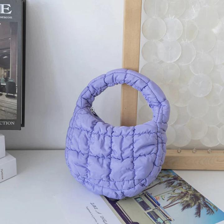 Produktbild Only-Bags.Store Mini-Tasche Gesteppter Kreis Telefon Purpur Elegant Lila Weiches Nylon Gepolstertes