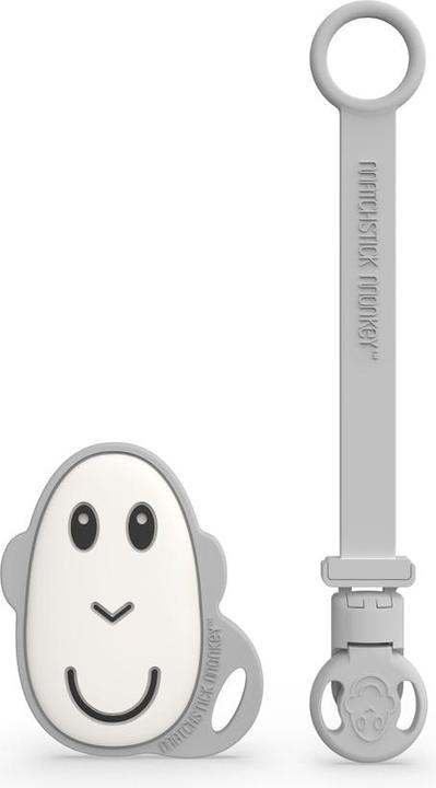 Produktbild Matchstick Monkey teething toy ir soother clip FLAT FACE, grey, 3 m+, MM-SC-FMT-015 (1 x, bis 2 Jahre)