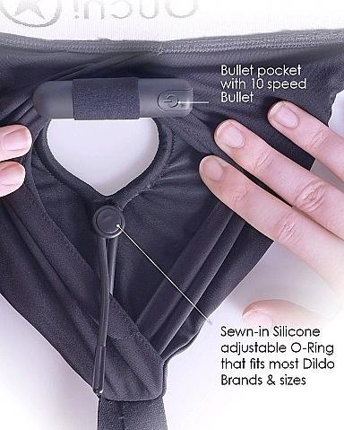 Image du produit Ouch! Vibrating Strap-on Thong, Adjustable Garters - XS/S