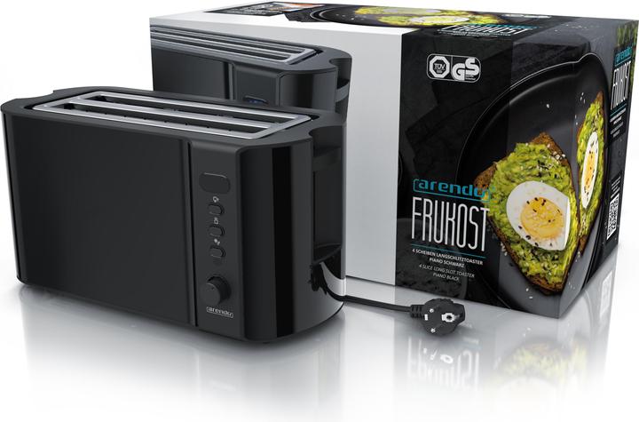 Produktbild Arendo Toaster Langschlitz Edelstahl 4 Scheiben, Brötchenaufsatz, Display mit Restzeitanzeige, Doppelwand