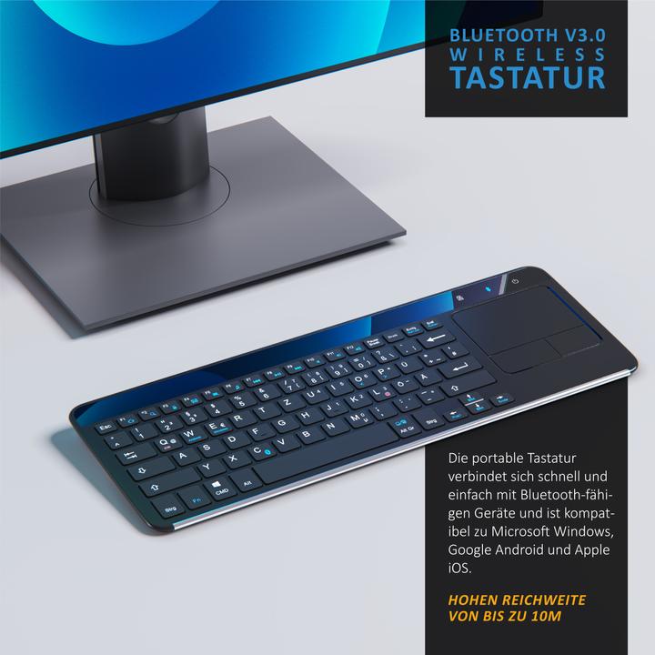 Produktbild Aplic Wireless Tastatur, Slim Bluetooth Keyboard mit Touchpad & Multitouch Gestensteuerung (DE, Kabellos)