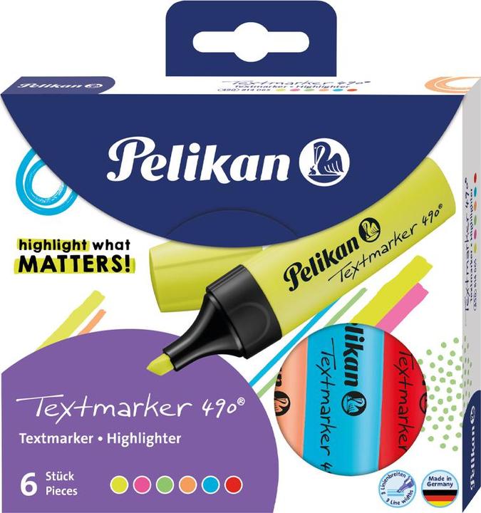 Immagine prodotto Pelikan Evidenziatore 490 (Giallo neon, Rosa neon, Verde neon, Arancione neon, 2 mm, 6 x)