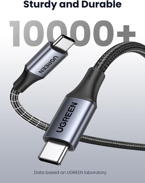 Productafbeelding Ugreen USB-C naar USB-C USB4 kabel, 240W, 2m (zwart) (2 m, USB 2.0)
