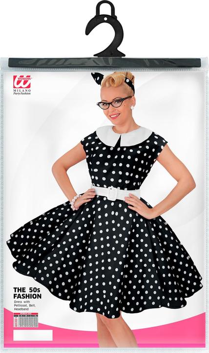 Produktbild Widmann 50er JAHRE ROCK'N'ROLL MODE SCHWARZ (Kleid mit Petticoat, Gürtel, Haarband), M (M)