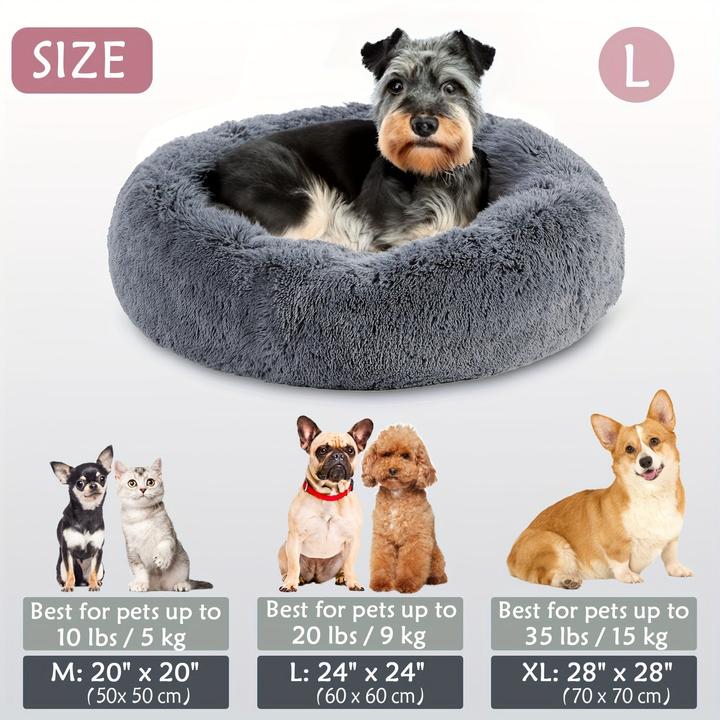 Image du produit Alopini Lit apaisant pour chien et chat, Donut Cuddler Lit rond douillet et chaud (Chien, Chat)