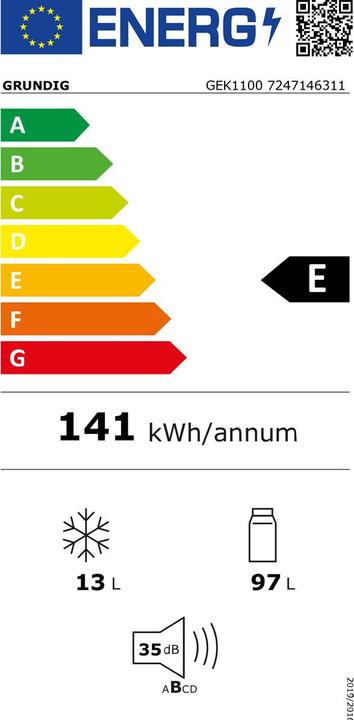 Energy Label Grundig Built-in fridge-freezers (110 l)