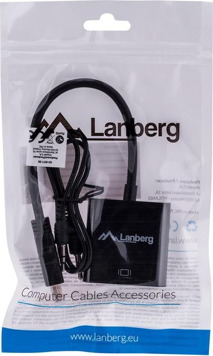 Produktbild Lanberg AD-0017-BK Videokabel-Adapter HDMI-A VGA (HDMI, VGA, 20 cm)