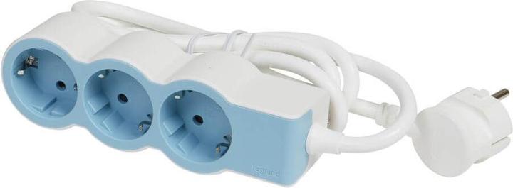Legrand Flat multiple socket outlet 3x socket outlet, 1.5 metre cable Soft Blue 694551 (3 x, CEE7)