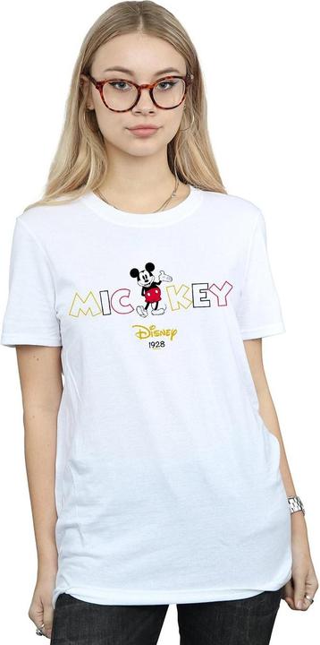 Actual product image Disney Womens/Ladies Mickey Mouse 1928 Cotton Boyfriend T-Shirt (L)