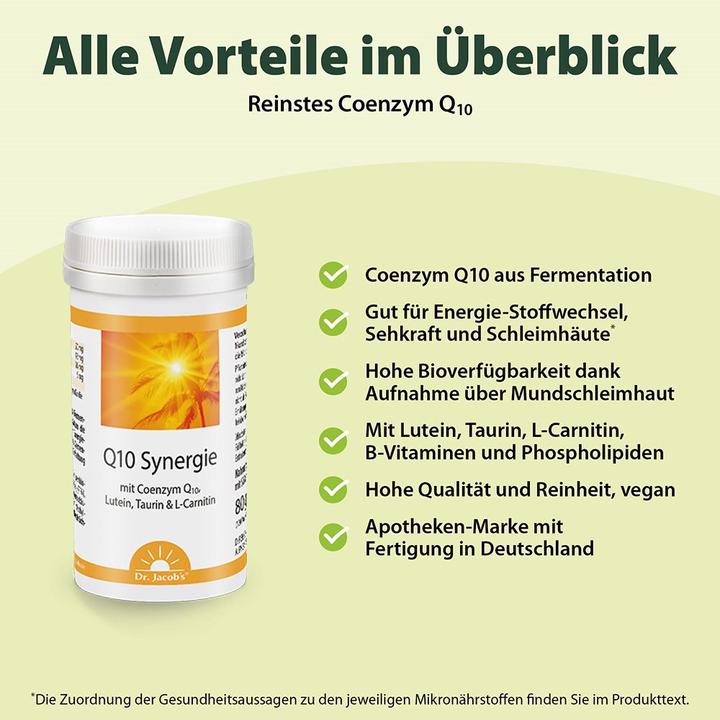 Nährwerte und Zutaten Dr. Jacob's Q10 Synergie (80g) (Pulver, 106 g)