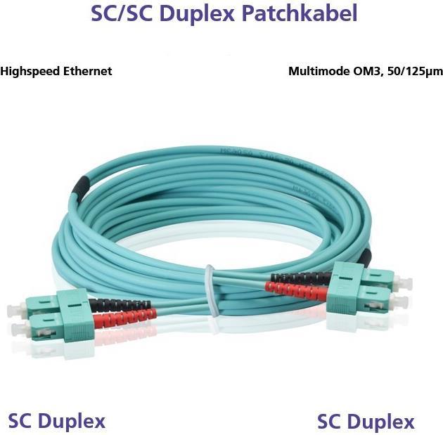 Immagine prodotto Helos Cavo patch in fibra ottica SC/SC Duplex 50/125µm OM3 aqua 0,5 m (U/FTP, CAT6, 0.50 m)