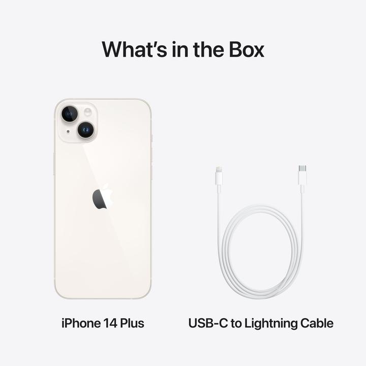 Produktbild Apple iPhone 14 Plus (256 GB, Starlight, 6.70", SIM + eSIM, 12 Mpx, 5G)