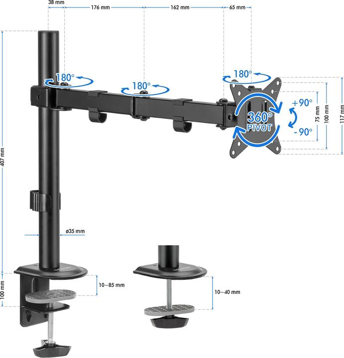 Produktbild Sense7 Monitor arm Float (Standfuss, 32")