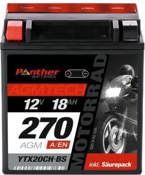 Image du produit Panther Batterien Batterie moto AGM YTX20CH-BS 12V 18Ah (12 V, 18 Ah)
