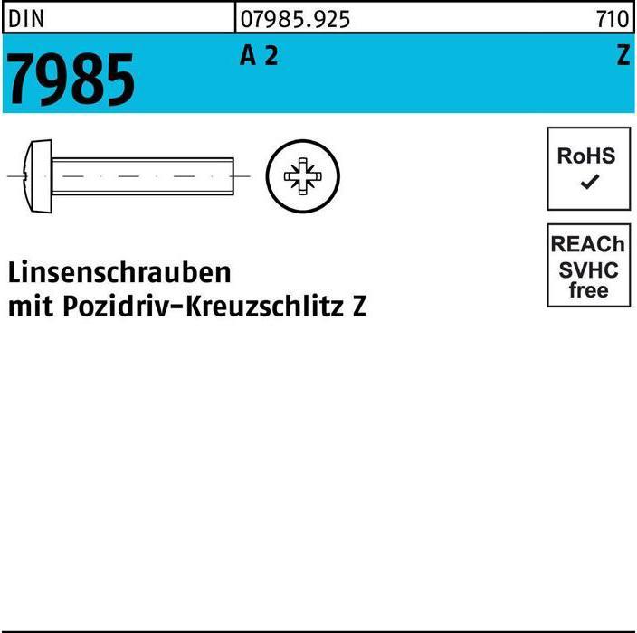 Productafbeelding Ovaalkopschroef DIN 7985 met kruisgleuf PZ M 2,5 x 6 -Z A 2 (1000 Schroeven per stuk)