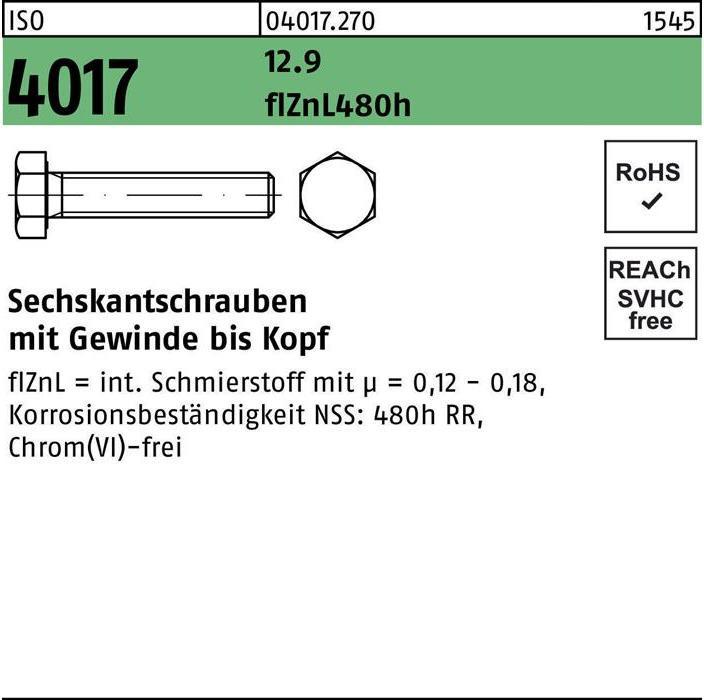 Produktbild Bufab Sechskantschraube ISO 4017 VG M 8 x 25 12.9 flZnL 480h zinklamellenbesch. (200 Schrauben pro Stück)