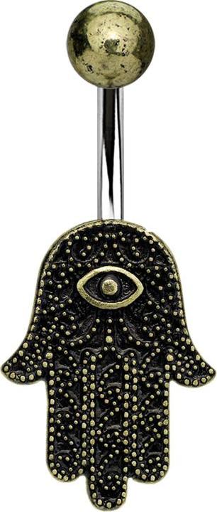 Produktbild Star Piercing Banane silber Hamsa altgold (Messing, Chirurgenstahl 316L)