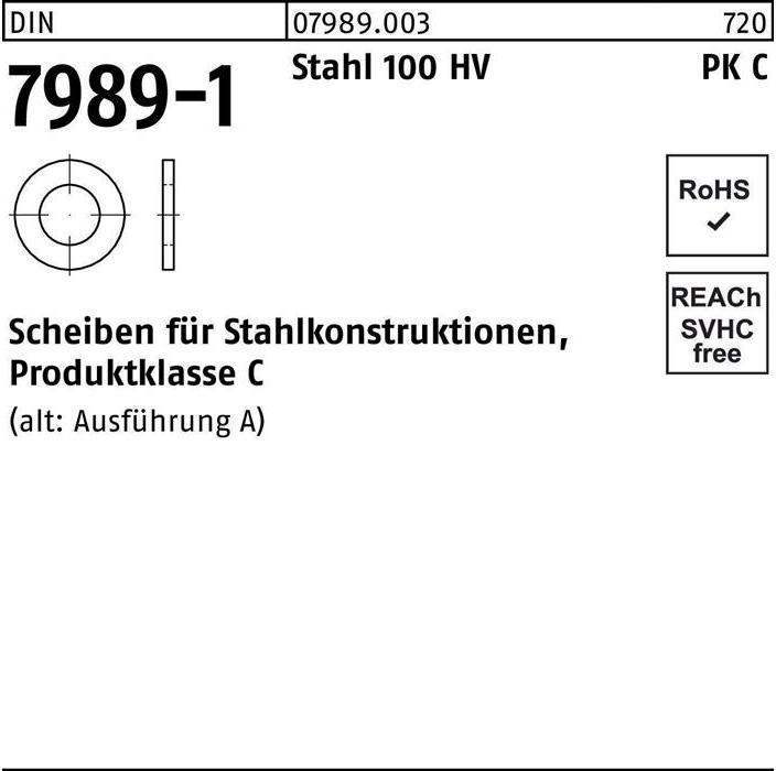 Actual product image Washer DIN 7989-1 27/30 x 50 x8 Steel 100HV