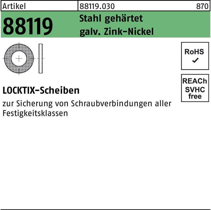 Produktbild Scheibe R 88119 10 Stahl gehärtet gal. ZnNi Cr(VI)-frei