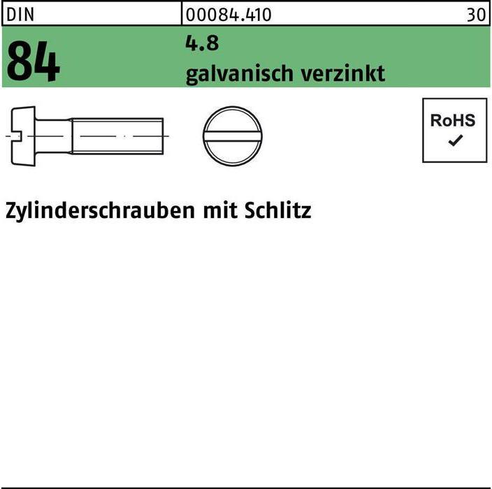Actual product image Reyher Cheese head screw DIN 84/ISO 1207 slotted M 2.5 x 12 4.8 galvanised (2000 Screws per piece)