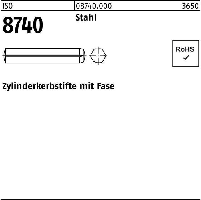Produktbild Zylinderkerbstift ISO 8740 m.Fasen 3 x 24 Stahl ISO 8740