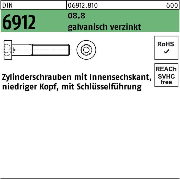 Actual product image Reyher Cheese head screw DIN 6912 with hexagon socket M 16 x 70 8.8 galvanised (50 Screws per piece)