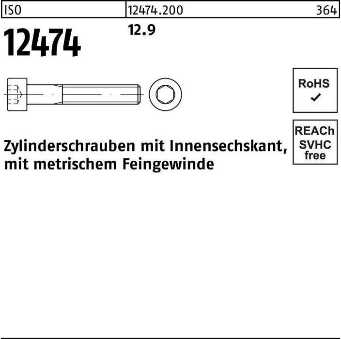Actual product image Cheese head screw ISO 12474 w.hexagon socket M 20 x1,5 x 55 12.9 (25 Screws per piece)