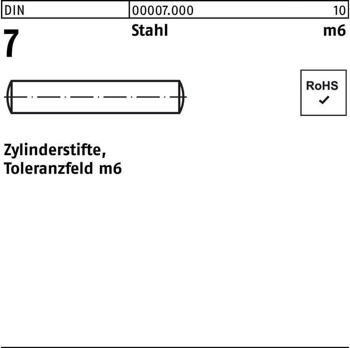 Produktbild Zylinderstift DIN 7 10 m6 x 65 Stahl DIN 7