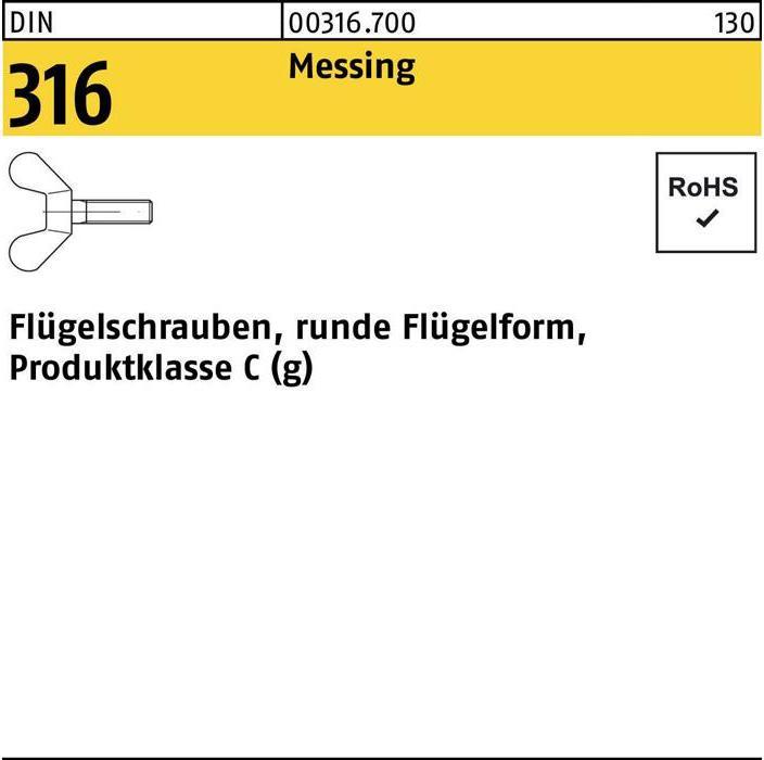 Immagine prodotto Vite ad alette DIN 316 M 5 x 20 ottone (100 Viti per pezzo)