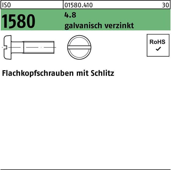 Actual product image Flat head screw ISO 1580 w.slot M 4 x 10 4.8 galvanised (200 Screws per piece)