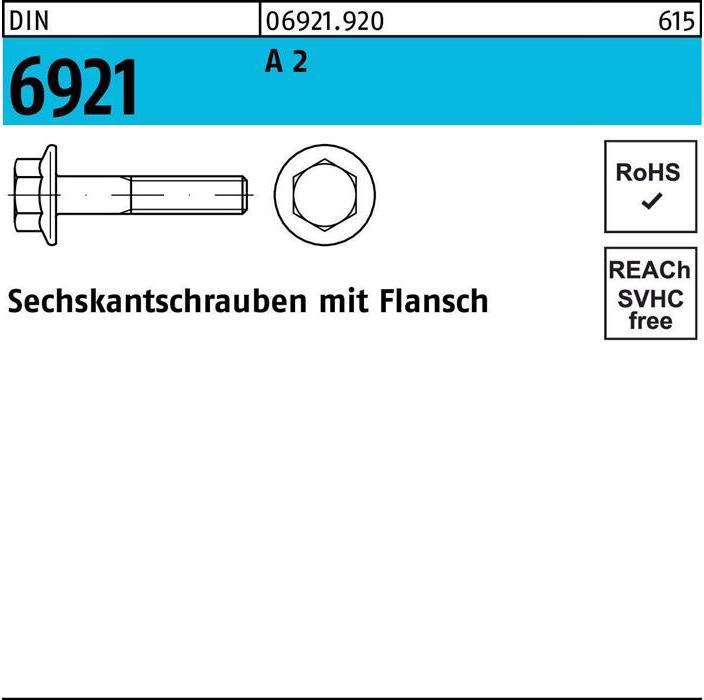 Produktbild Reyher Sechskantschraube DIN 6921 m.Flansch M 8 x 35 A 2 (200 Schrauben pro Stück)